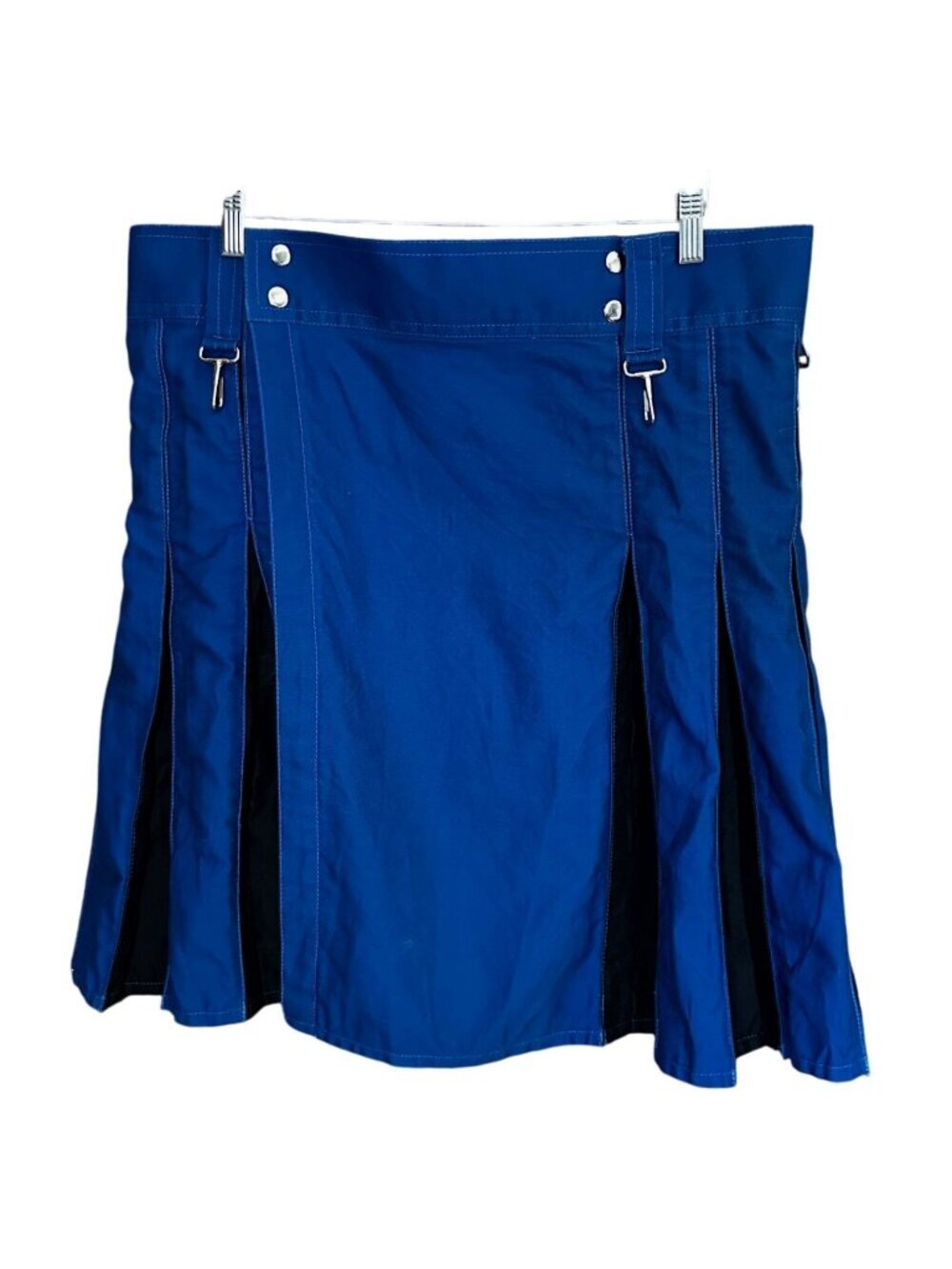 Men’s Hybrid Utility Kilt Blue Black Size 40 Sugar Britches Asheville Upcycled